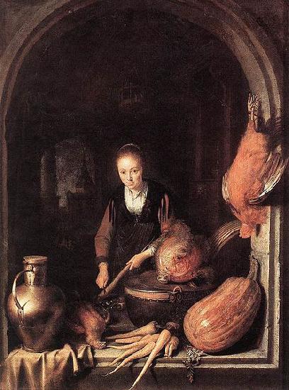 Gerrit Dou Woman Peeling Carrot